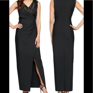 Alex Evenings Notched Collar Jersey Gown